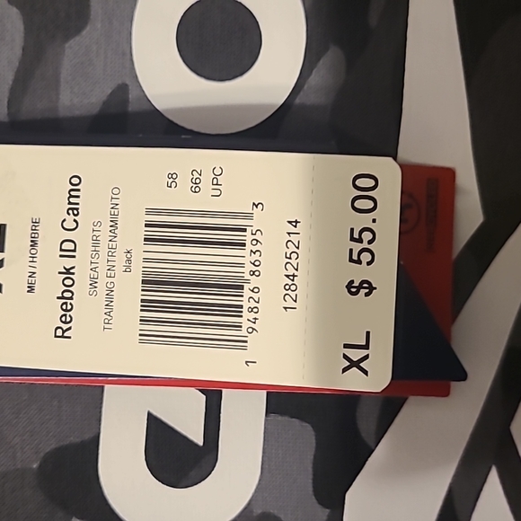 REEBOK MENS BLACK AND GRAY CAMOUFLAGE SWEATSHIRT SIZE EXTRA LARGE XL - Picture 5 of 8